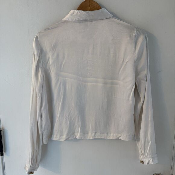 J Crew Women’s M Button Up Blouse Ivory Lady Shirt Jacket Collared Shirt - Picture 4 of 6